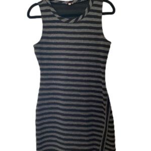 Black & gray striped dress, sleeveless. Picket, size medium